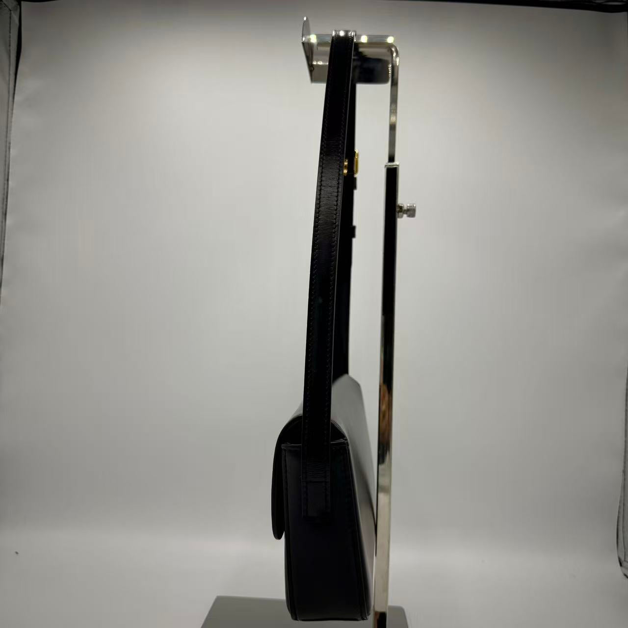 Shiny Calfskin Triomphe Shoulder Bag Black
