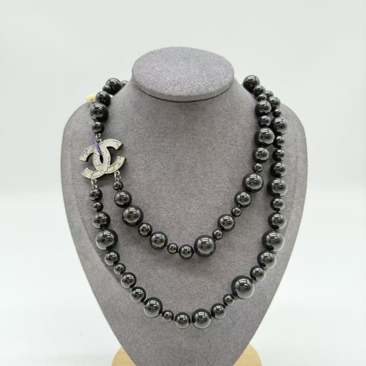 Chanel CC Long Necklace Faux Pearls and Beads Twins LDJ4466