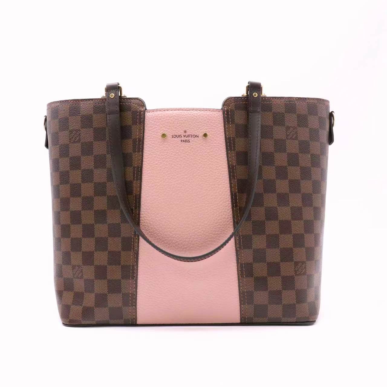 Louis Vuitton Damier Canvas and Magnolia Taurillon Leather Jersey Tote Bag Twins LDJ5152