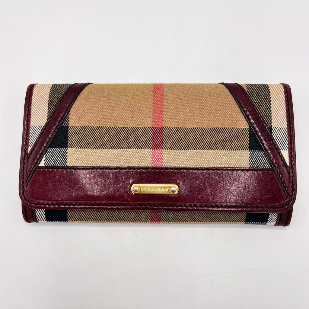 House Check Canvas and Leather Flap Wallet