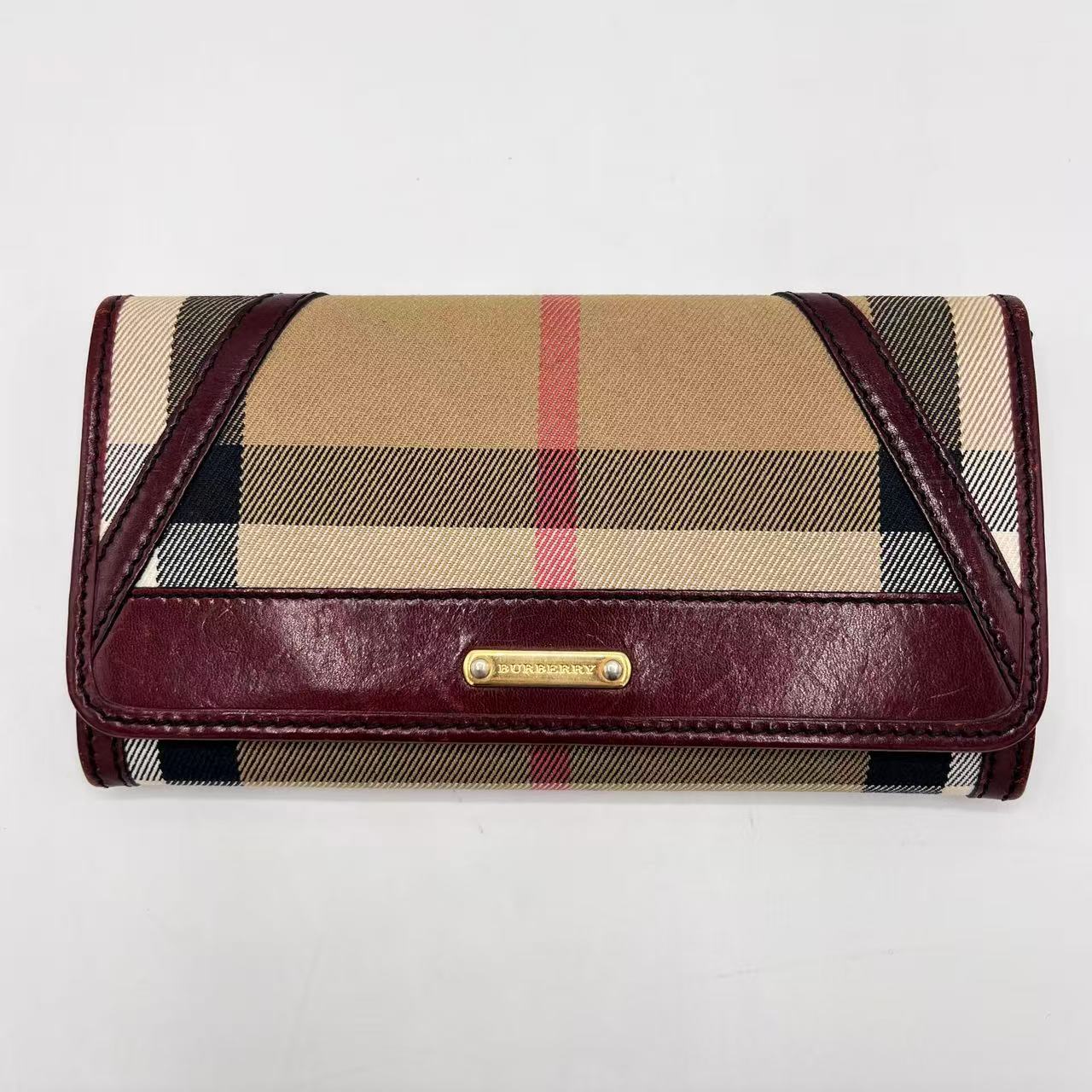 House Check Canvas and Leather Flap Wallet