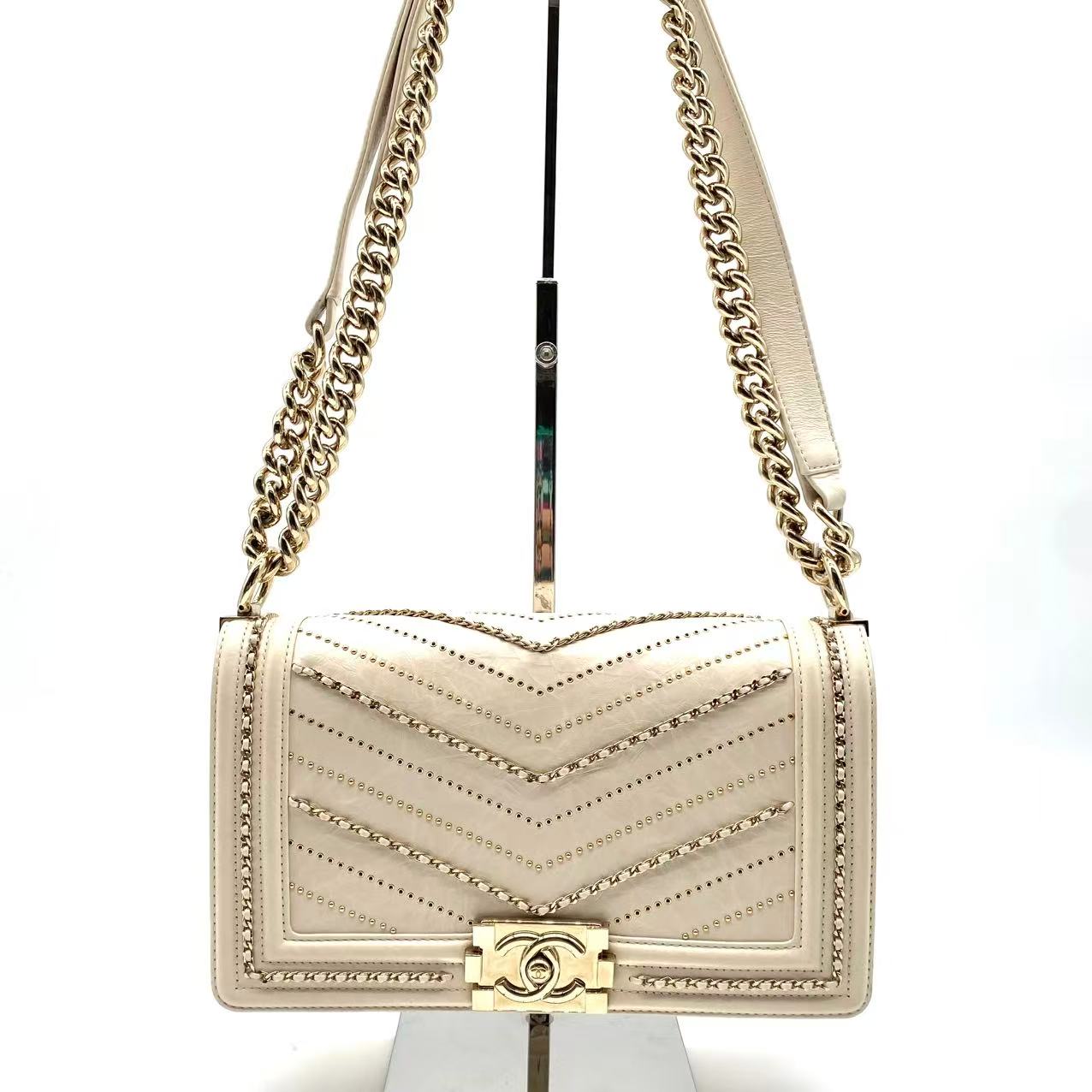 Crumpled Calfskin Light Gold LeBoy