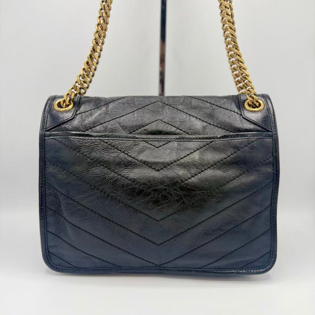 Niki Gold Chain Flap Bag Leather Medium