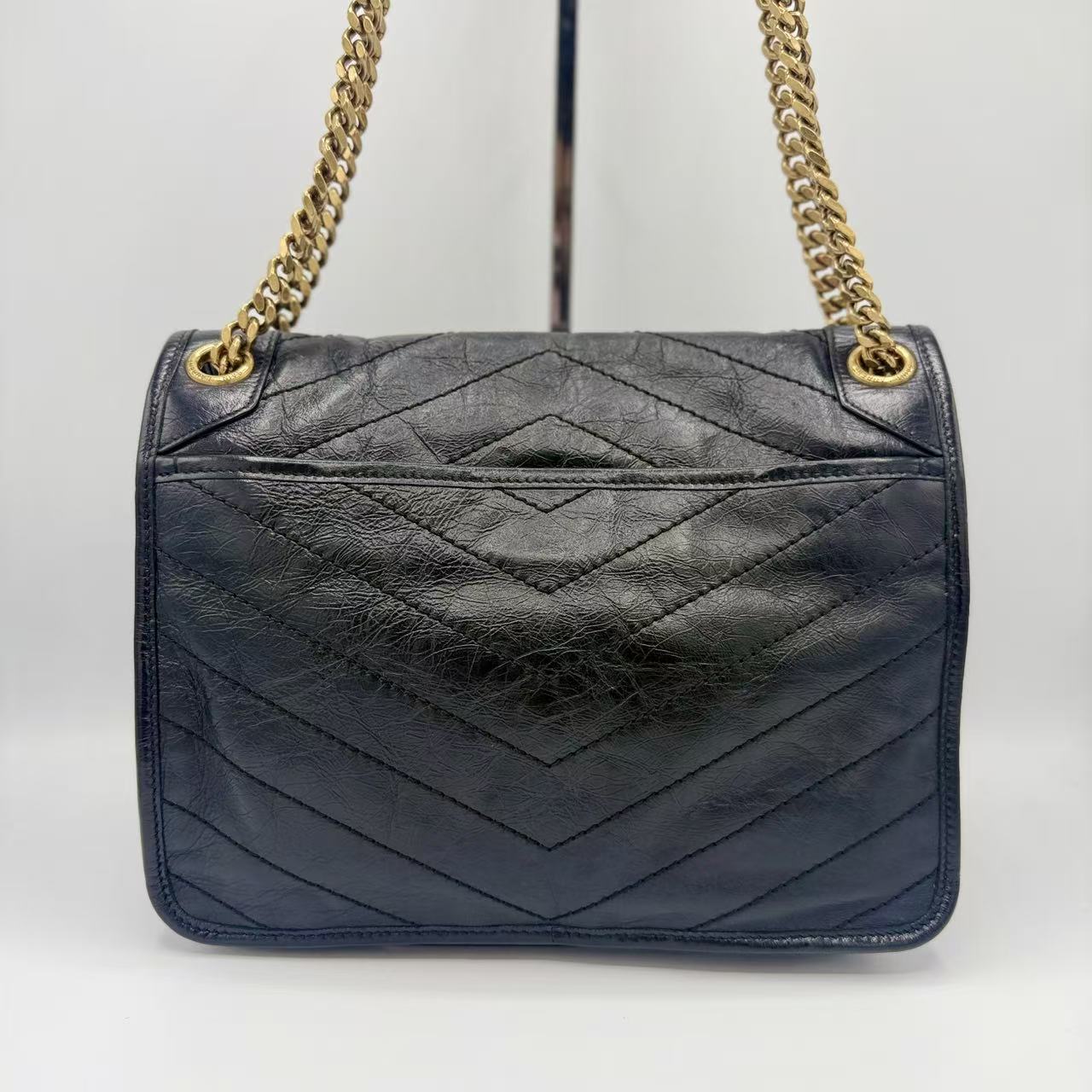Niki Gold Chain Flap Bag Leather Medium