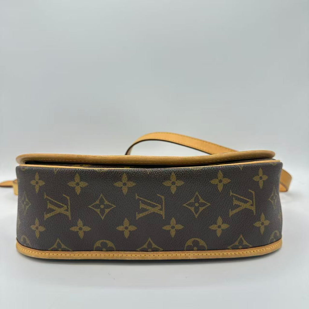 Menilmontant PM Brown Monogram Leather Crossbody Bag