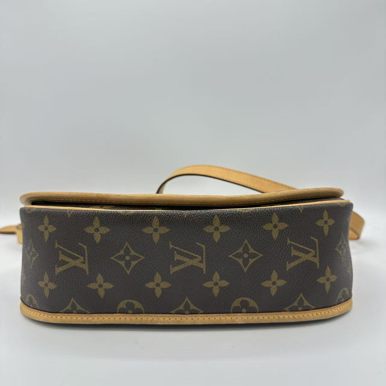 Menilmontant PM Brown Monogram Leather Crossbody Bag