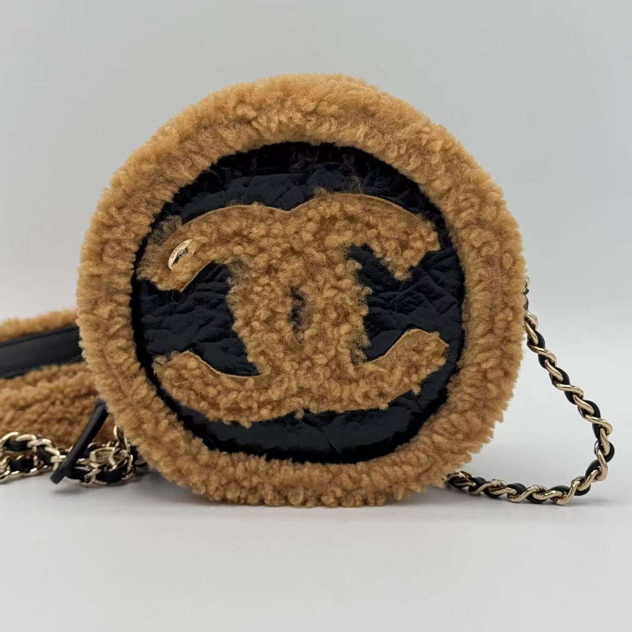Chanel Crossbody Mini Round CC Shearling Bag