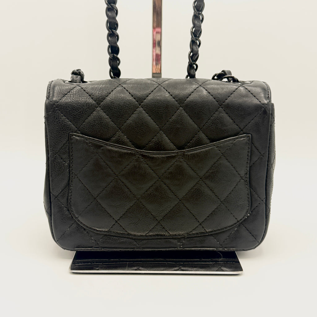 So Black Square Classic Single Flap Bag Quilted Lambskin Mini