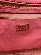 Prada Pink Saffiano Lux Leather Mini Double Zip Tote