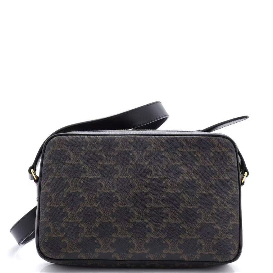 Logo Messenger Bag Triomphe Coated Canvas Medium Twins