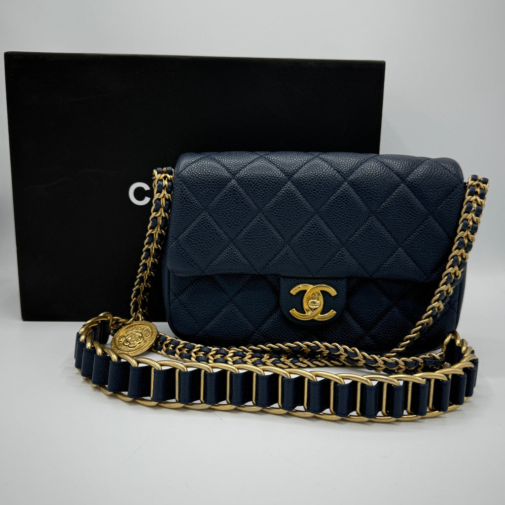 Chain Soul Flap Bag Quilted Caviar Mini