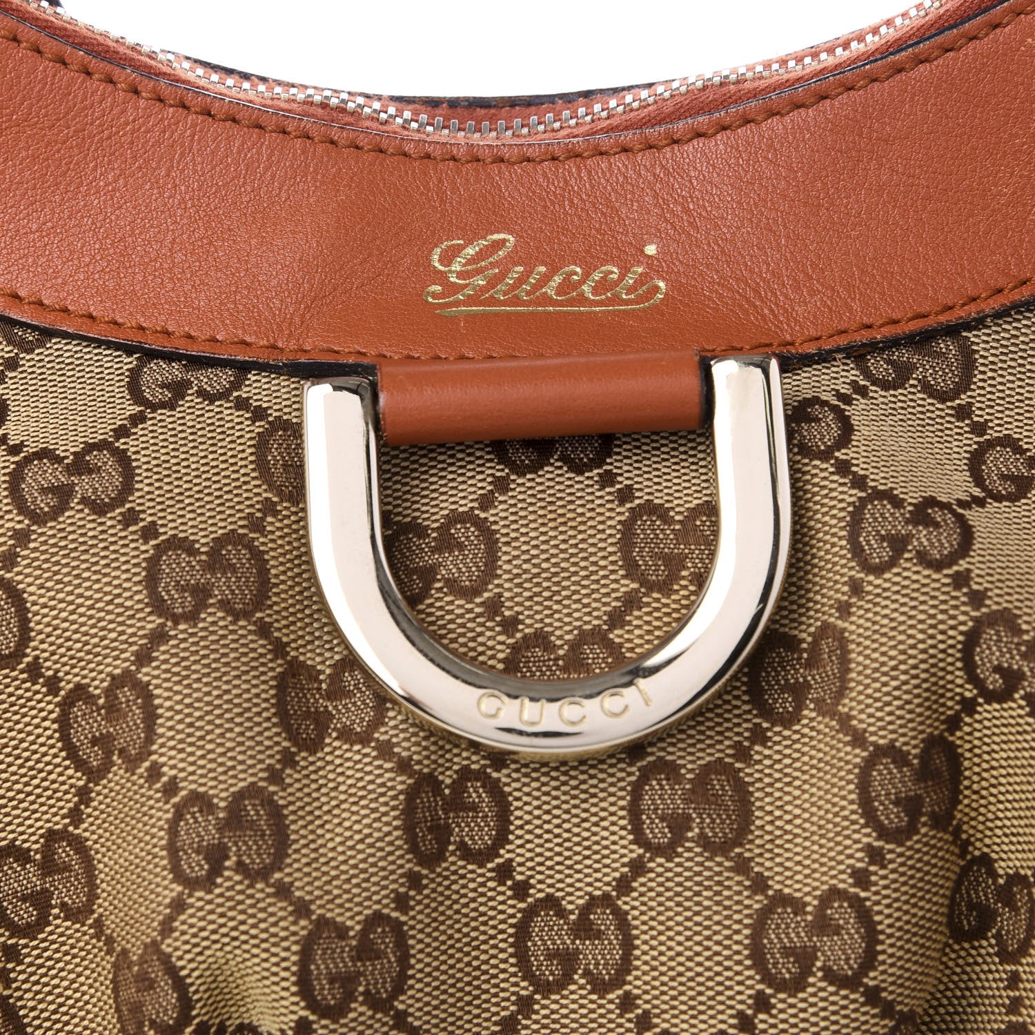 Monogram Medium D Gold Ring Hobo Orange