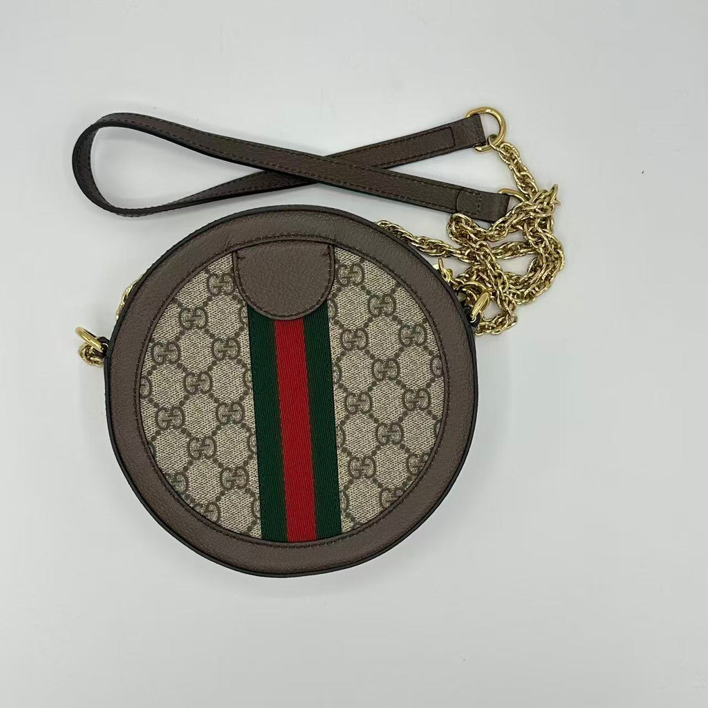 GG Supreme Monogram Web Mini Ophidia Round