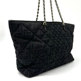 FENDI  Canvas Quilted FF Roll Tote Black