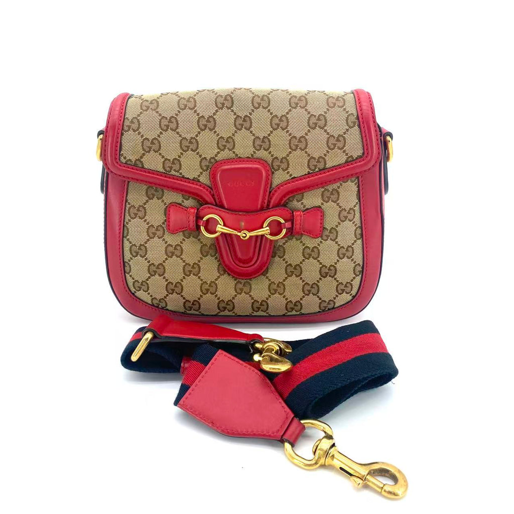 Monogram Ruinart Calfskin Medium Lady Web Shoulder Bag Beige Ebony Hibiscus Red