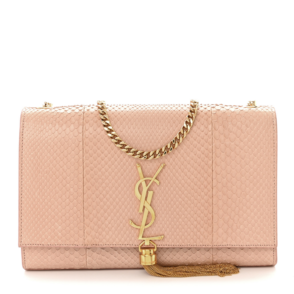 Classic Monogram Tassel Crossbody Bag Python Embossed Leather Medium