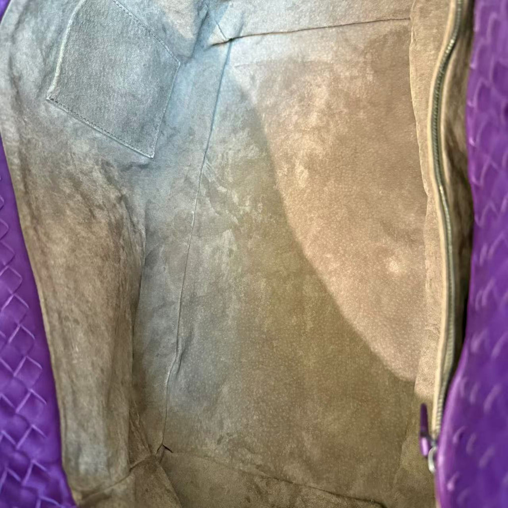 Purple Intrecciato Woven Nappa Leather Large Cesta Tote Bag twins