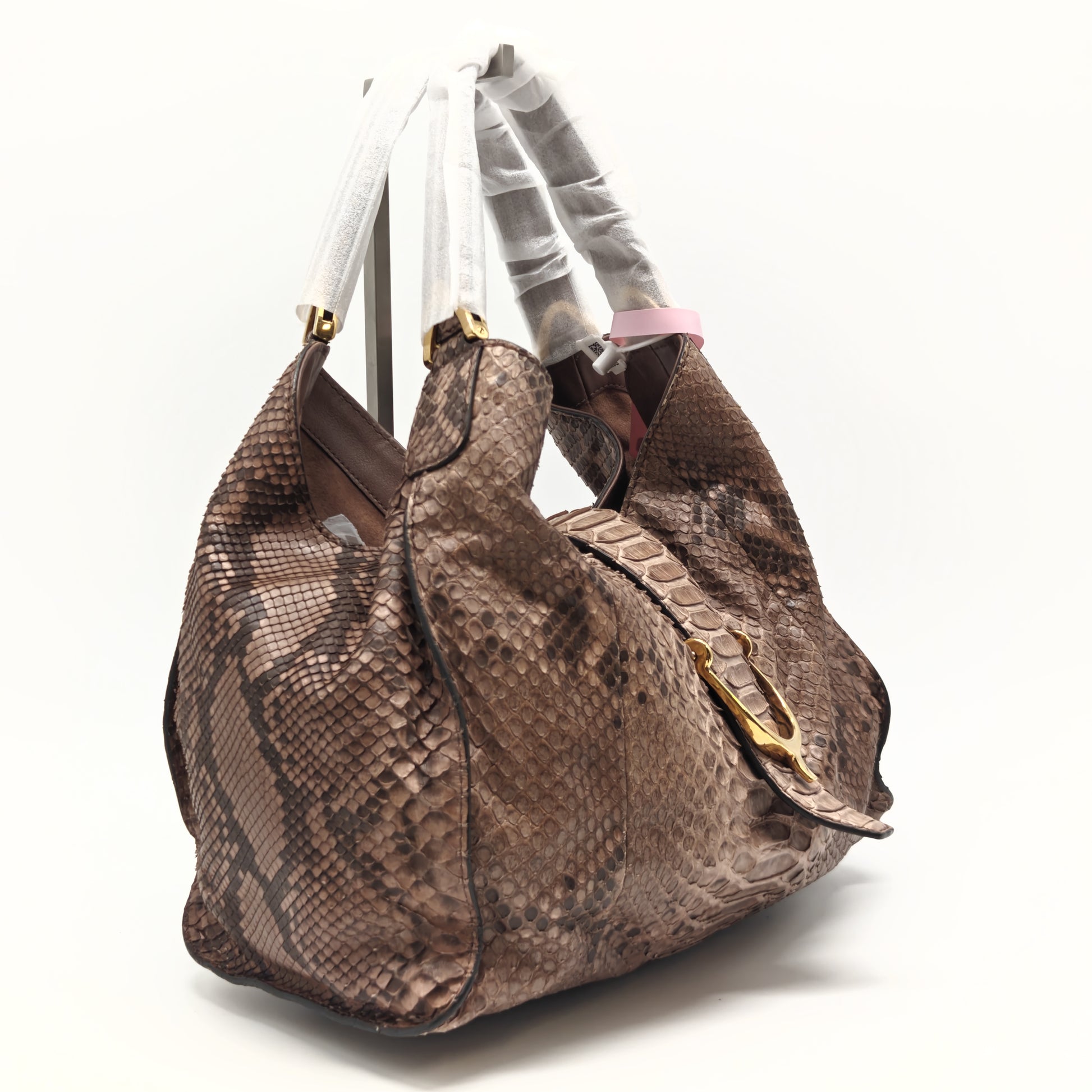 Soft Stirrup Tote Python Medium Twins