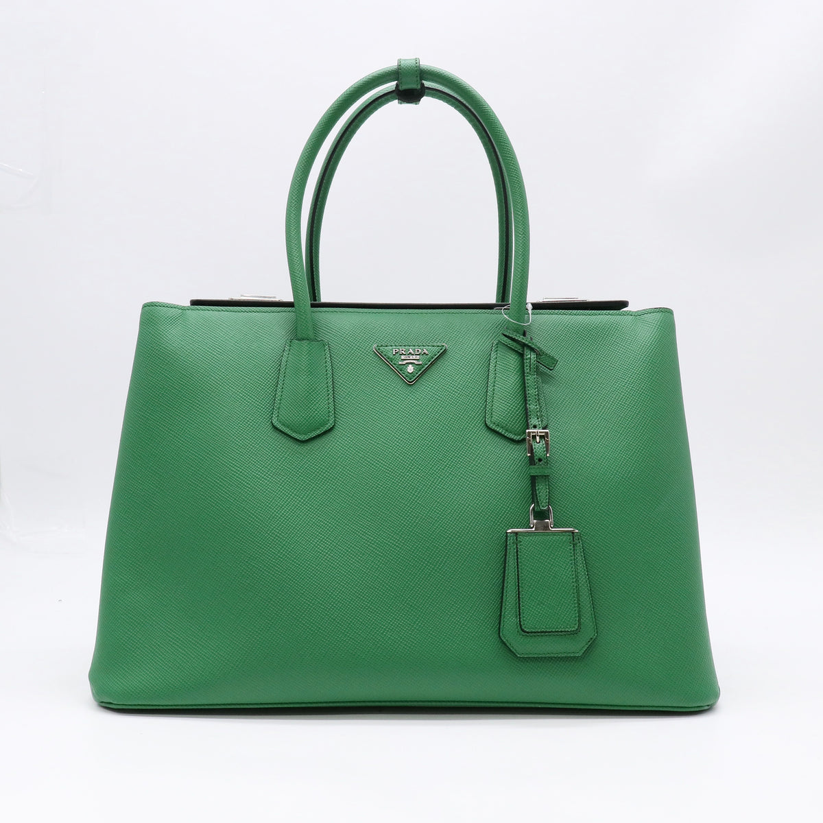 Prada Green Saffiano Cuir Leather Large Twin Tote twins LDJ5840