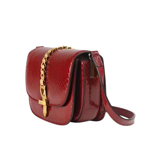 Red Sylvie 1969 Python Mini Shoulder Bag twins