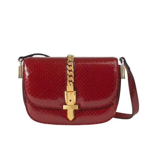 Red Sylvie 1969 Python Mini Shoulder Bag twins