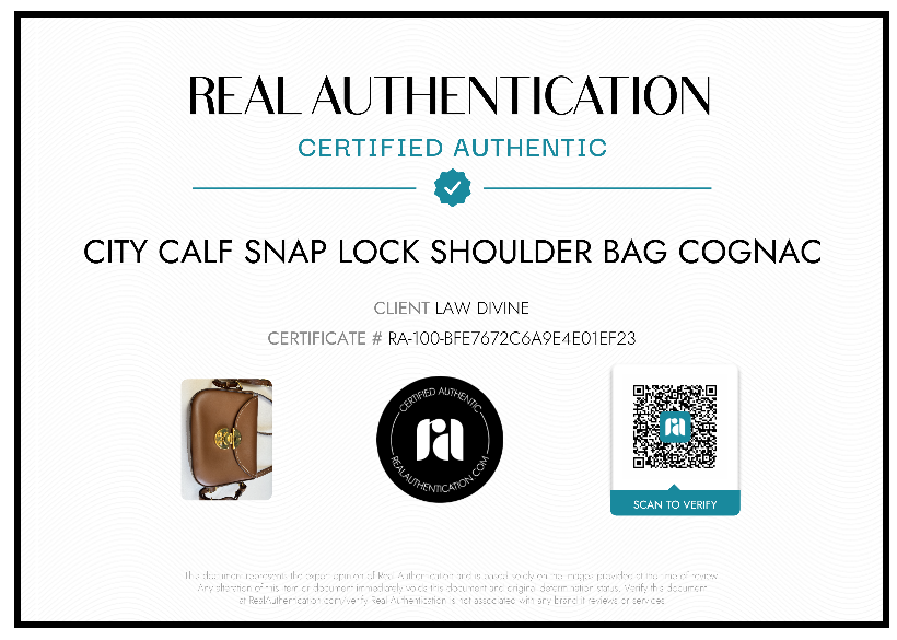 City Calf Snap Lock Shoulder Bag Cognac