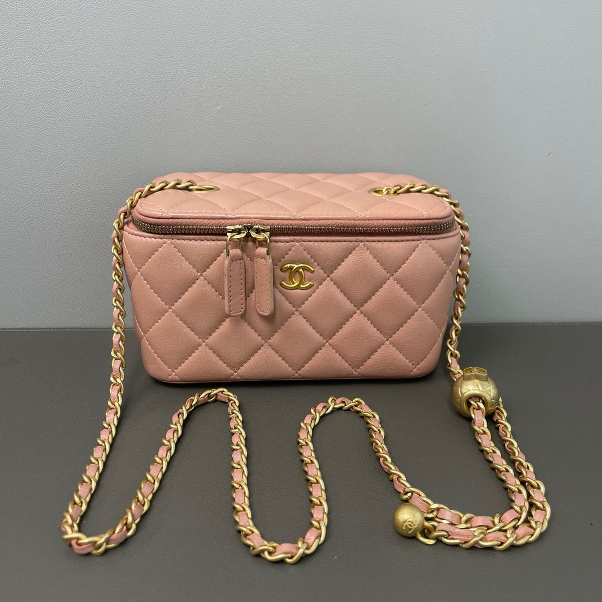 Chanel Long Vanity Case with Gold Ball Twins LDZ1364