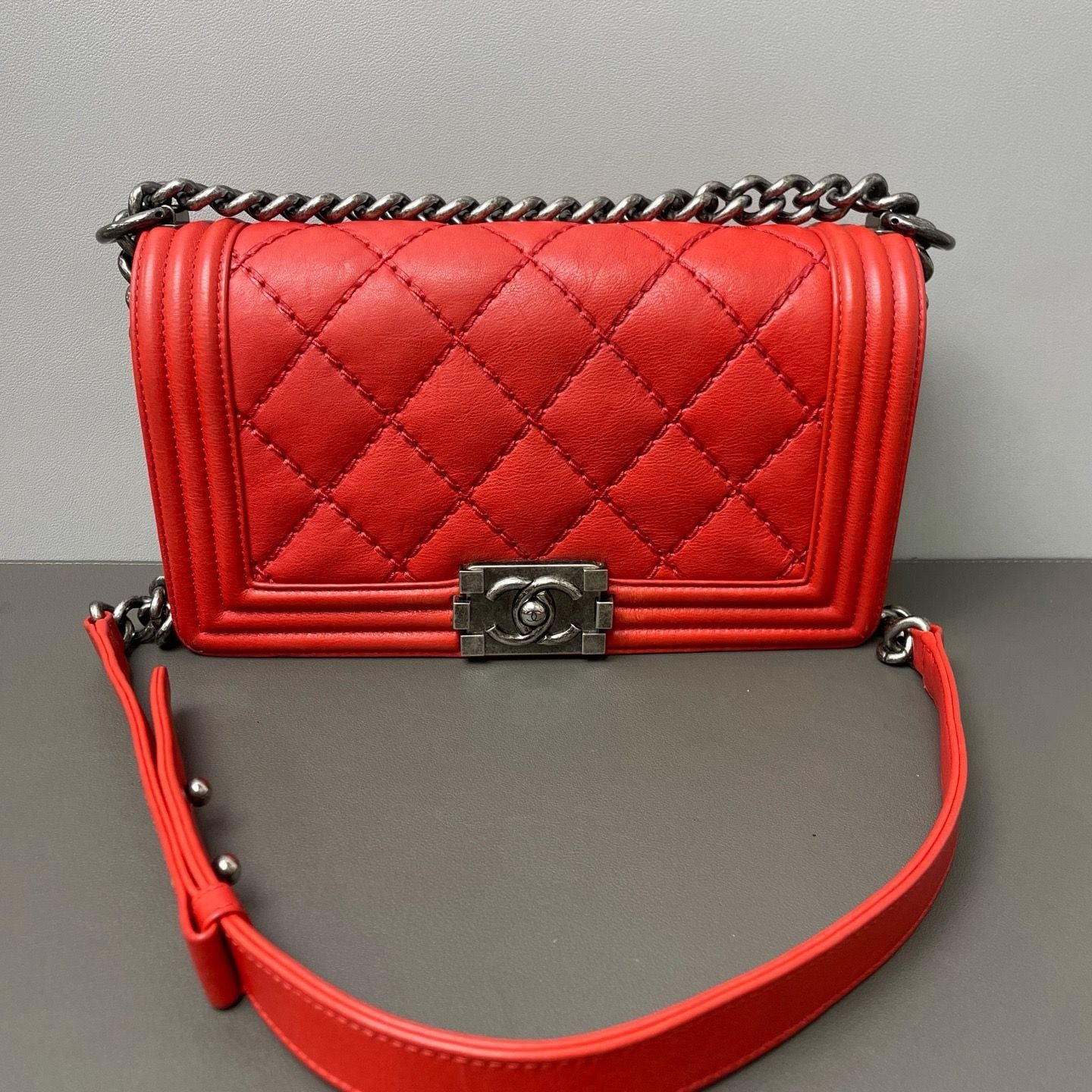 Chanel Boy Flap Bag Quilted Lambskin Old Medium Twins LDZ1115