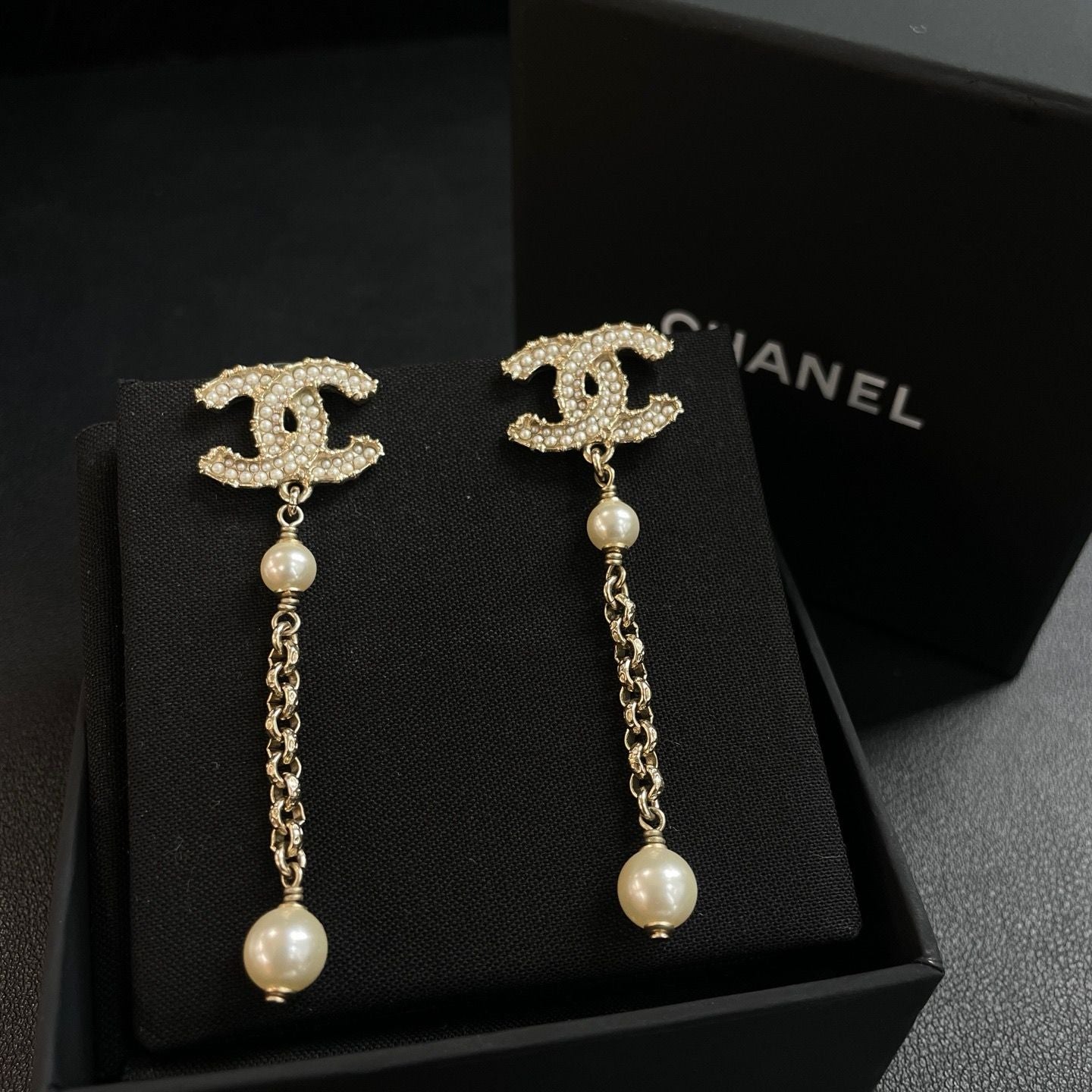 Chanel Chain CC Dangle Drop Earrings twins LDZ879