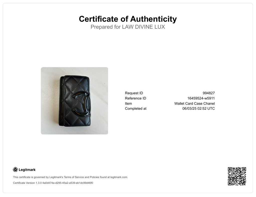 Calfskin Quilted Cambon 6 Key Holder Black