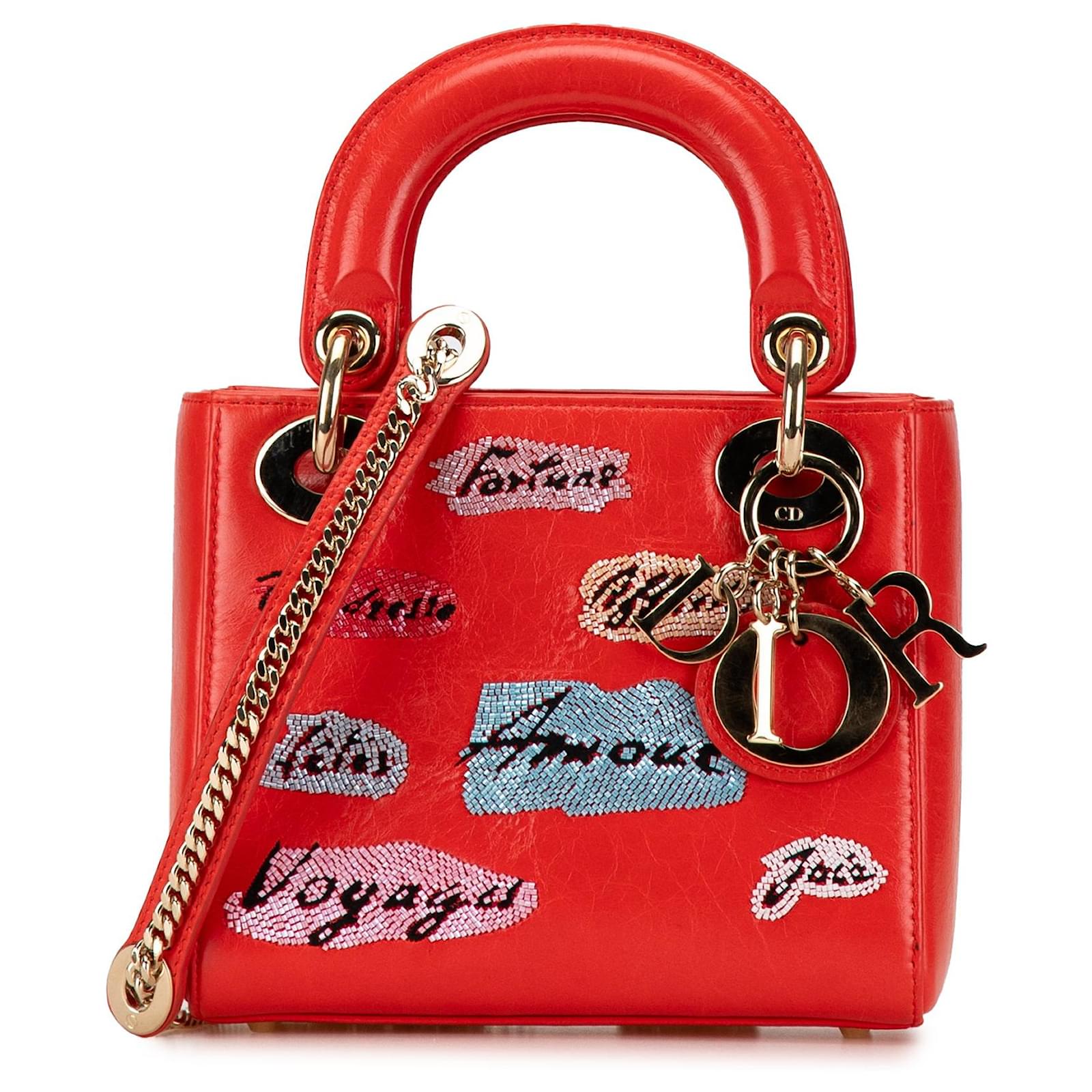 Lady Dior Bag Sequin Embellished Leather Medium Twins