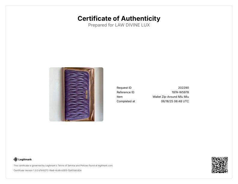 Miu Miu Long Wallet in Purple Leather