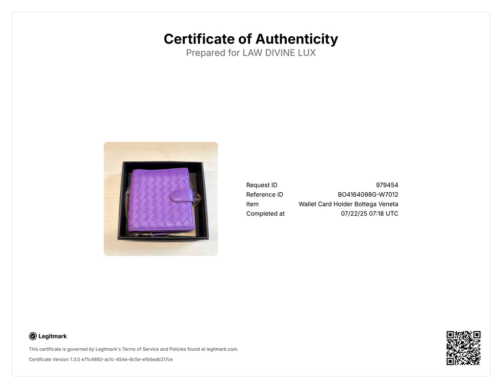 Purple Intrecciato Leather French Compact Wallet