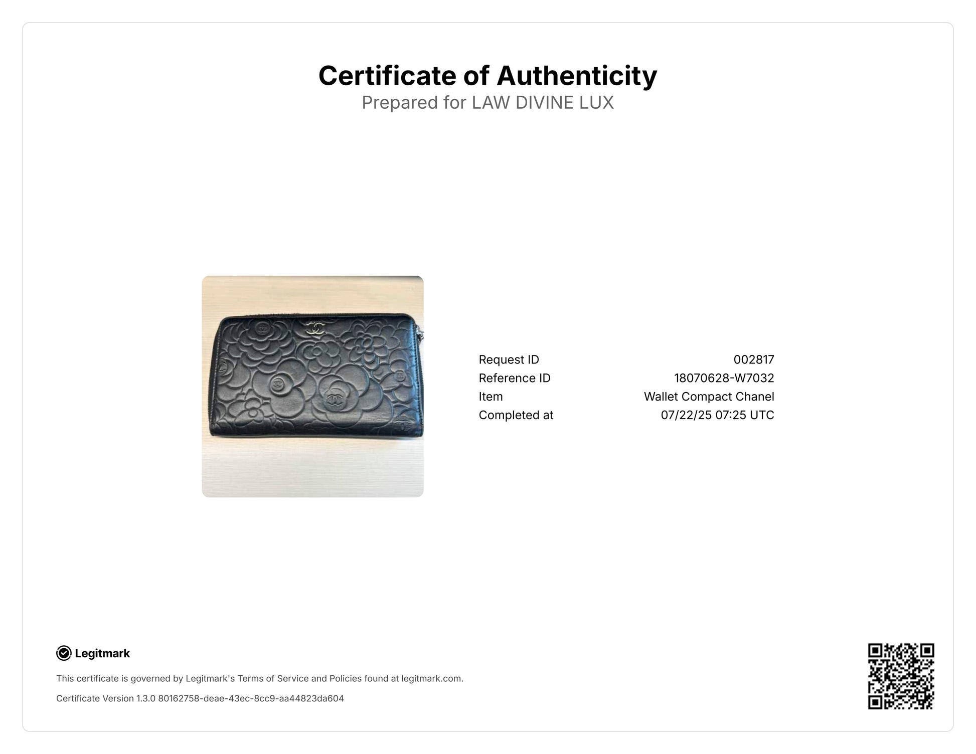 Lambskin Camellia Embossed Zip Around Organizer Wallet