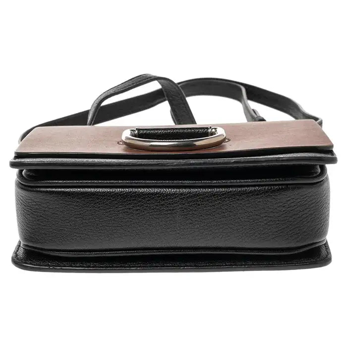 Brown/Black Leather Small D-Ring Shoulder Bag - twins