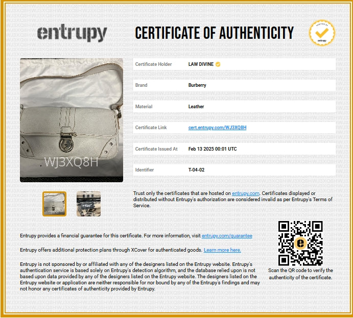 Burberry White Leather Baguette