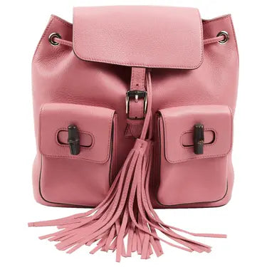Cellarius Calfskin Medium Bamboo Backpack Glossy Pink - twins