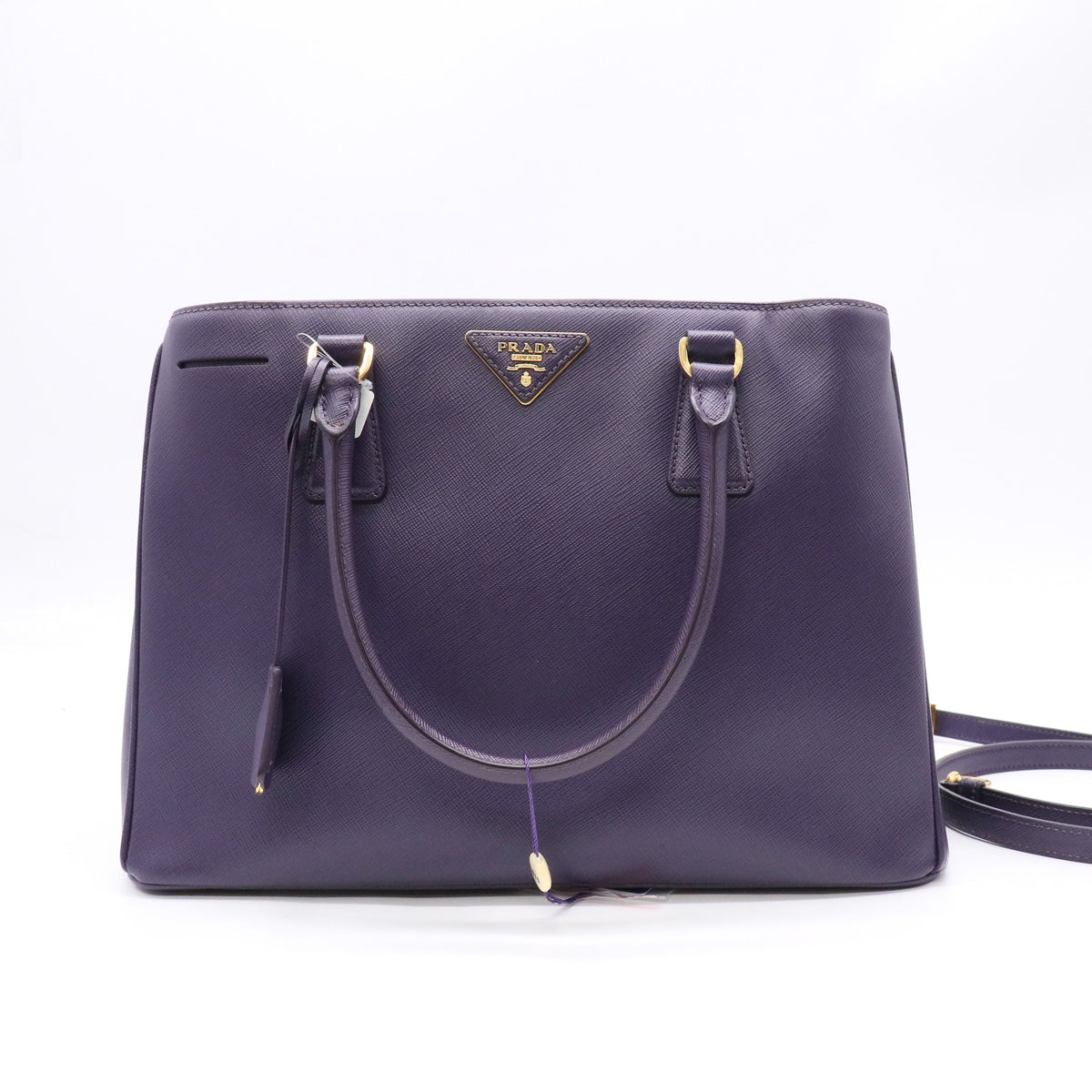 Prada Saffiano Galleria Double Zip Tote Viola twins LDJ5838