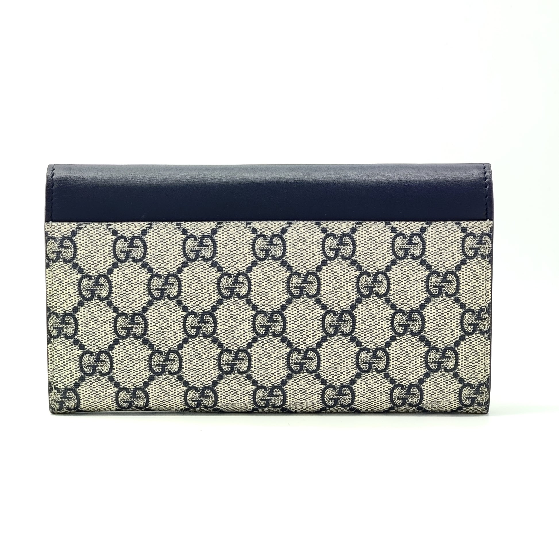 GG Supreme Canvas and Leather Flap Wallet