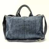 Prada Medium Denim Canapa Logo Tote Bag