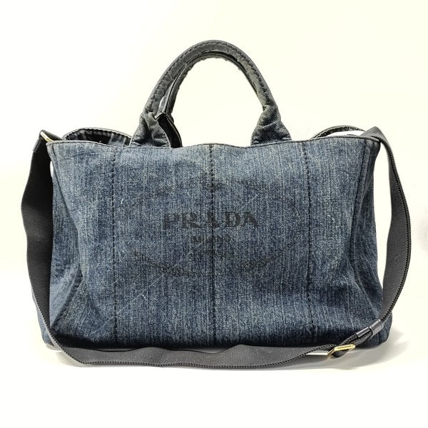 Prada Medium Denim Canapa Logo Tote Bag