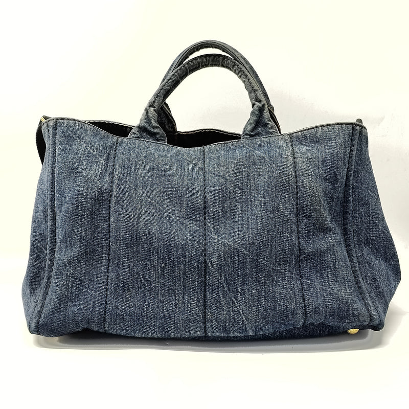 Prada Medium Denim Canapa Logo Tote Bag