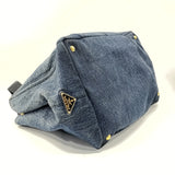 Prada Medium Denim Canapa Logo Tote Bag