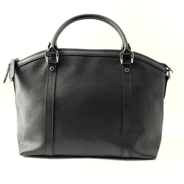 Pebbled Calfskin Medium GG Charm Dome Satchel Black