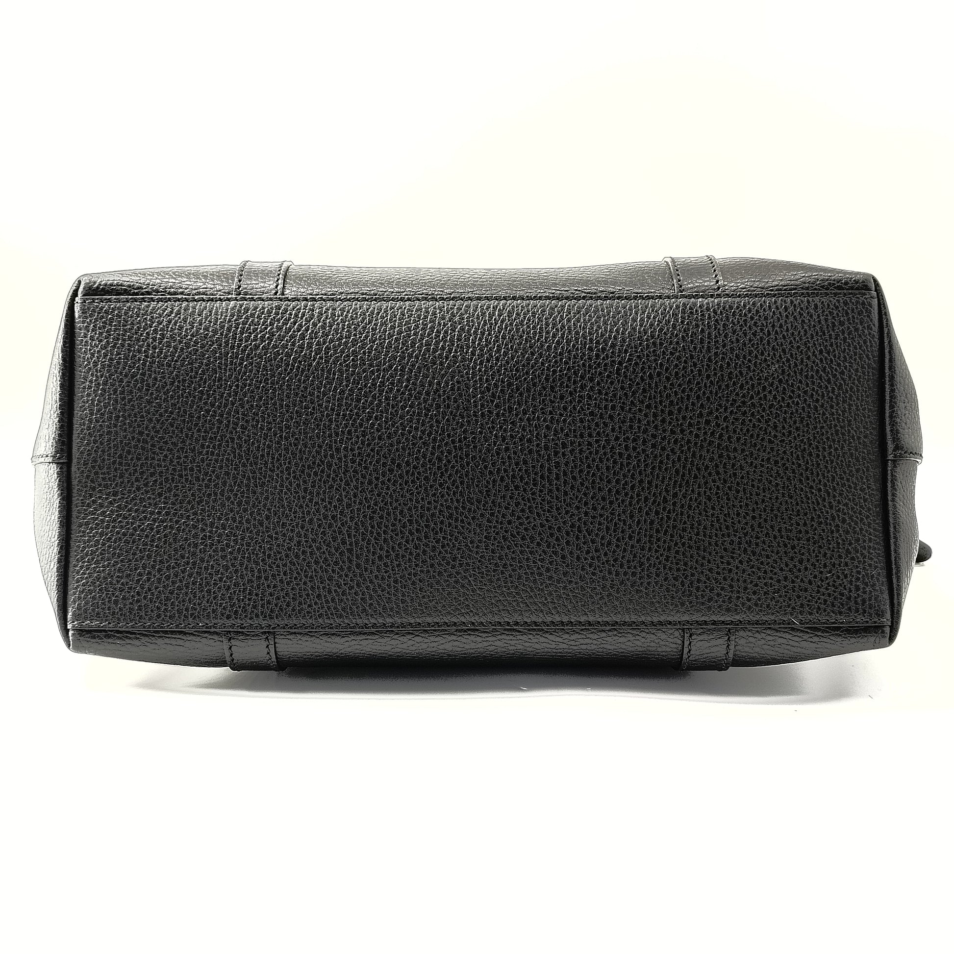 Pebbled Calfskin Medium GG Charm Dome Satchel Black