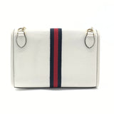 Textured Calfskin Web Mini Rajah Slim Flap Shoulder Bag Mystic White