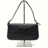 Embossed Leather Baguette Bag