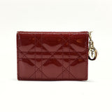 Patent Cannage Mini Lady Dior Wallet Cherry Red