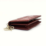 Patent Cannage Mini Lady Dior Wallet Cherry Red