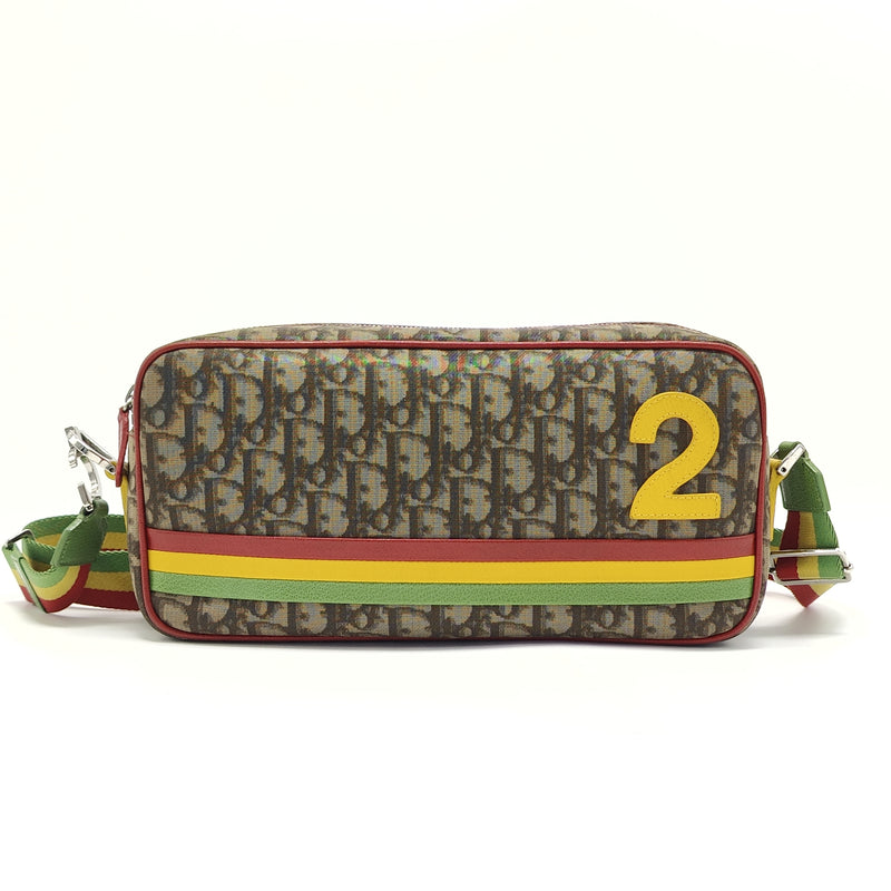 Vintage Rasta Baguette Shoulder Bag Diorissimo Canvas